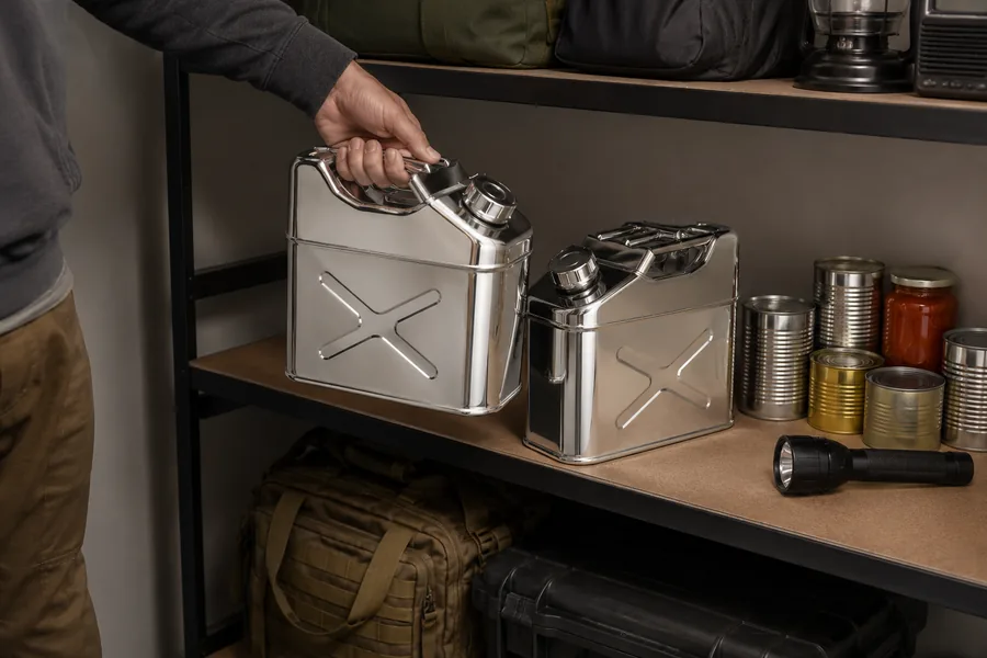 10L Stainless Steel Water Can in use: Emergency preparedness