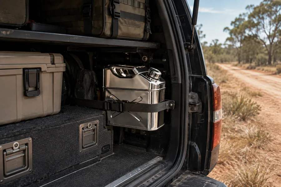 10L Stainless Steel Water Can in use: Overland