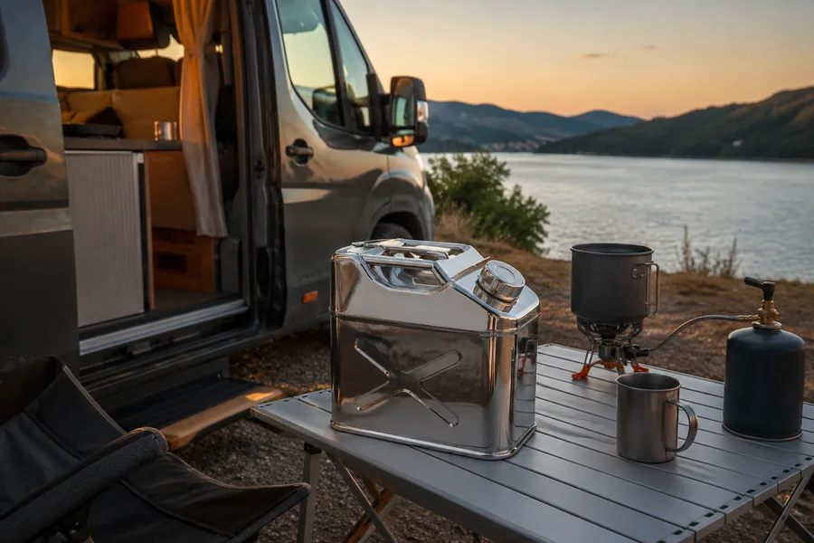 10L Stainless Steel Water Can in use: Vanlife & camping