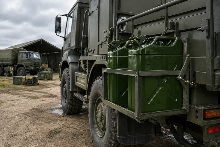 20L NATO Steel Fuel Can in use: Defence & government