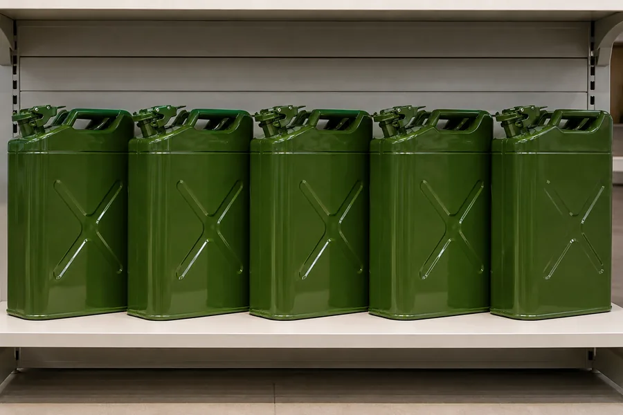20L NATO Steel Fuel Can in use: Private-label retail