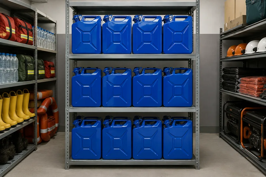 20L NATO Steel Water Can in use: Civil defence