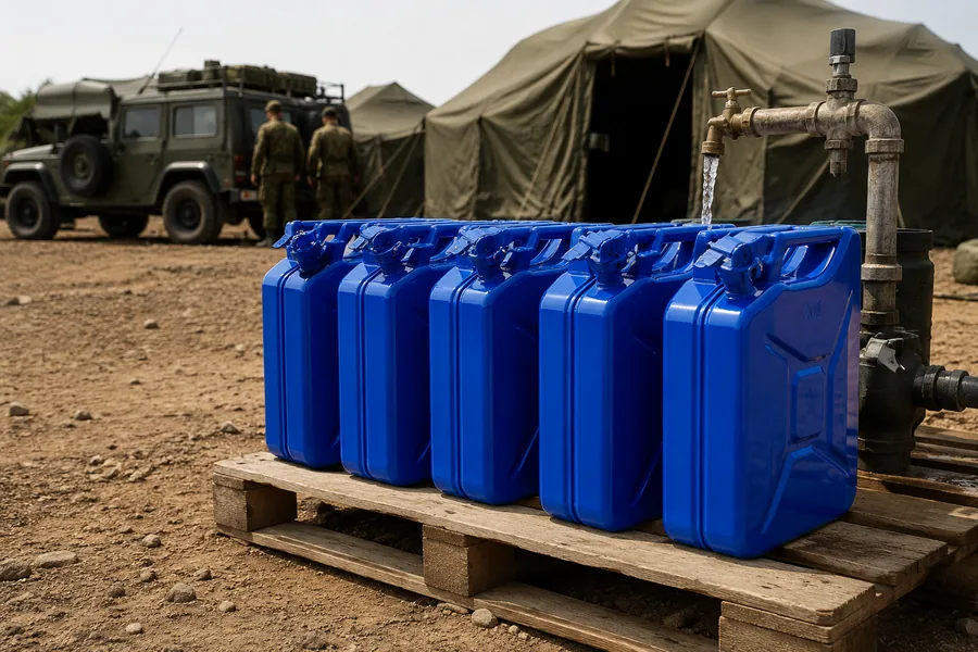 20L NATO Steel Water Can in use: Defence & government