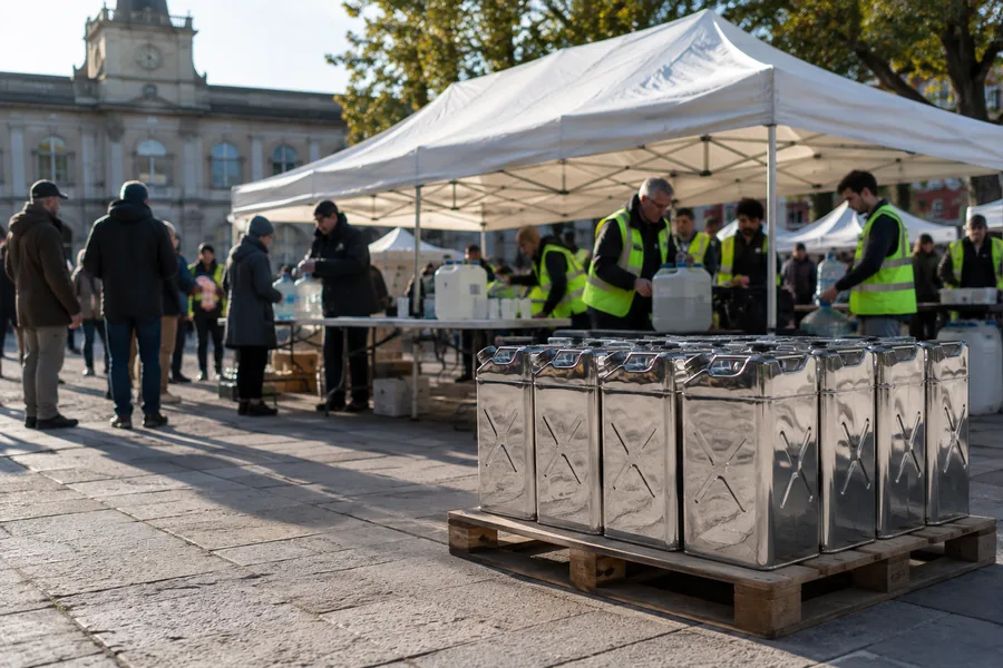 20L Stainless Steel Water Can in use: Civil defence & municipal