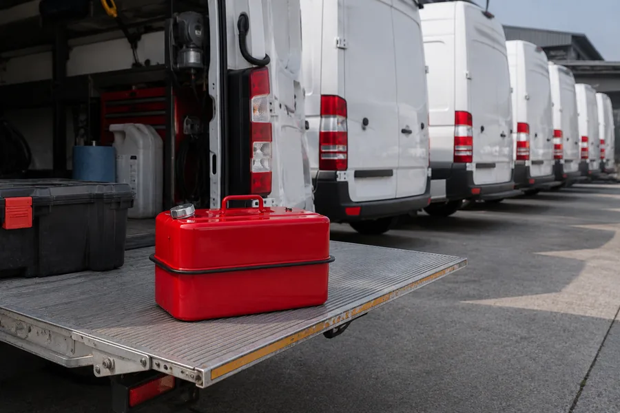20L Steel Oil Tank in use: Fleet maintenance