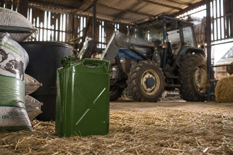 20L Upright Steel Fuel Tank in use: Agriculture