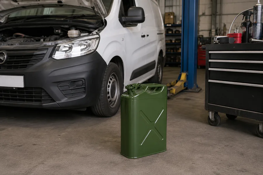 20L Upright Steel Fuel Tank in use: Fleet & workshop