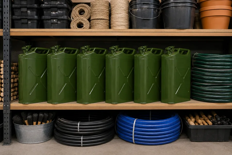 20L Upright Steel Fuel Tank in use: Hardware retail