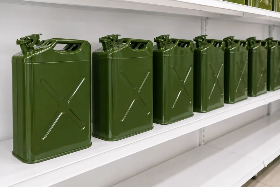 20L Upright Steel Fuel Tank in use: Private-label retail