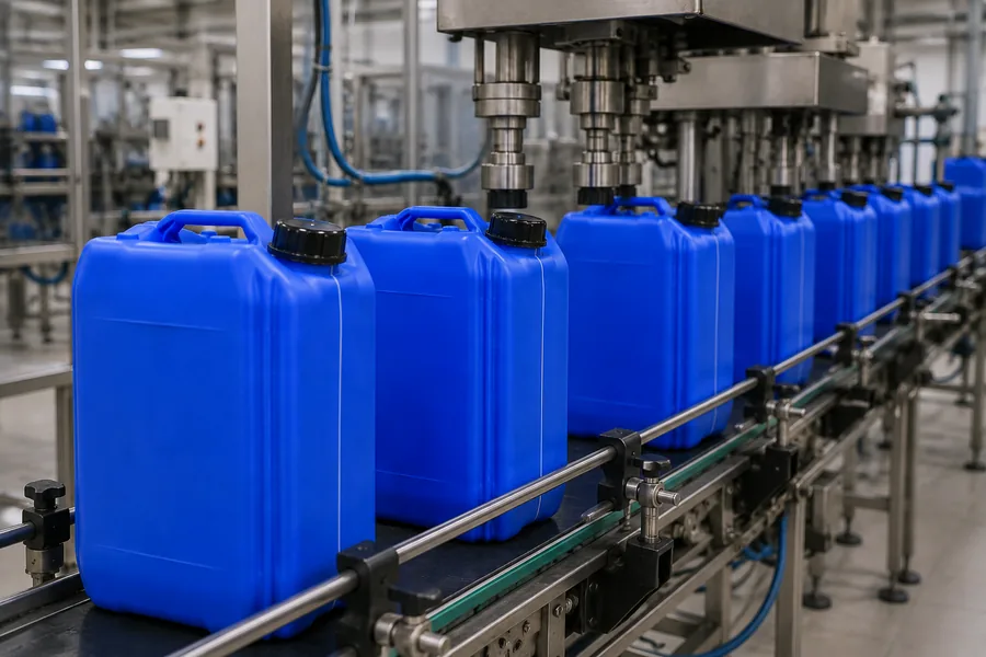 25L Stackable Plastic Jerrycan in use: Contract packing