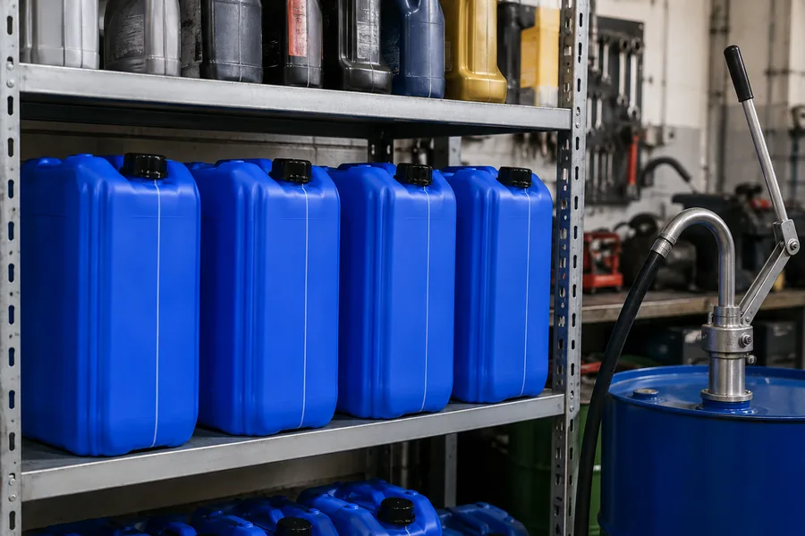 25L Stackable Plastic Jerrycan in use: Lubricants & oils