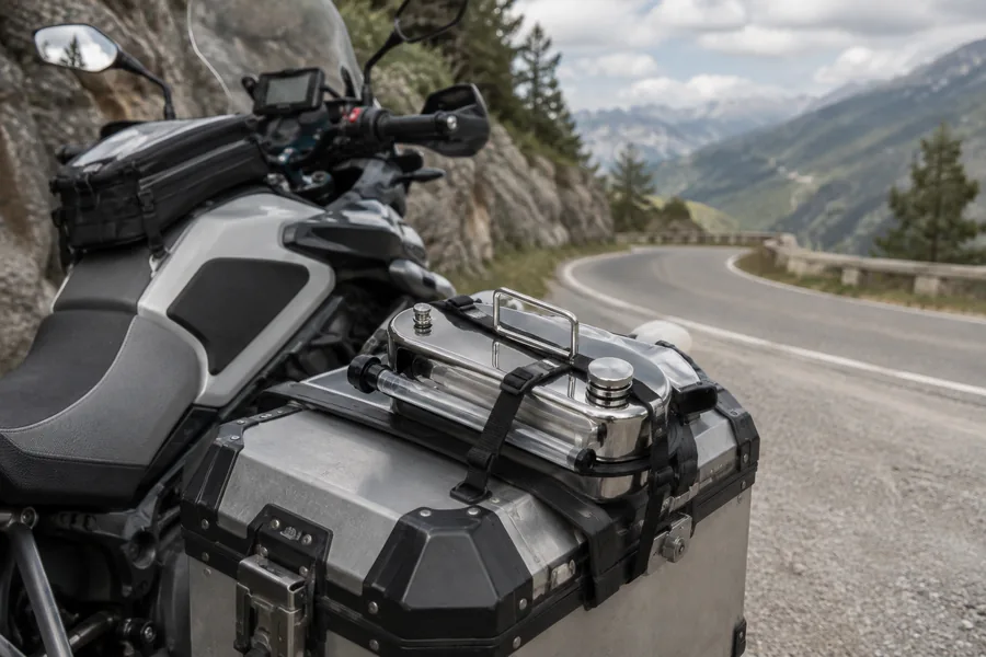3L Mini Horizontal Can in use: Adventure & touring