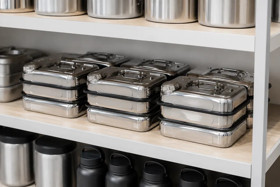 5L Stainless Steel Water Can in use: Private-label retail