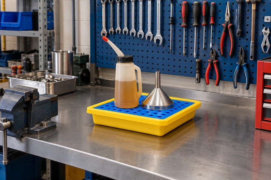 Bench Trays & Drip Trays in use: Workshops & maintenance bays