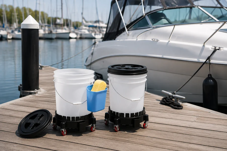 Car Wash Bucket System, 20L in use: Marine & RV care