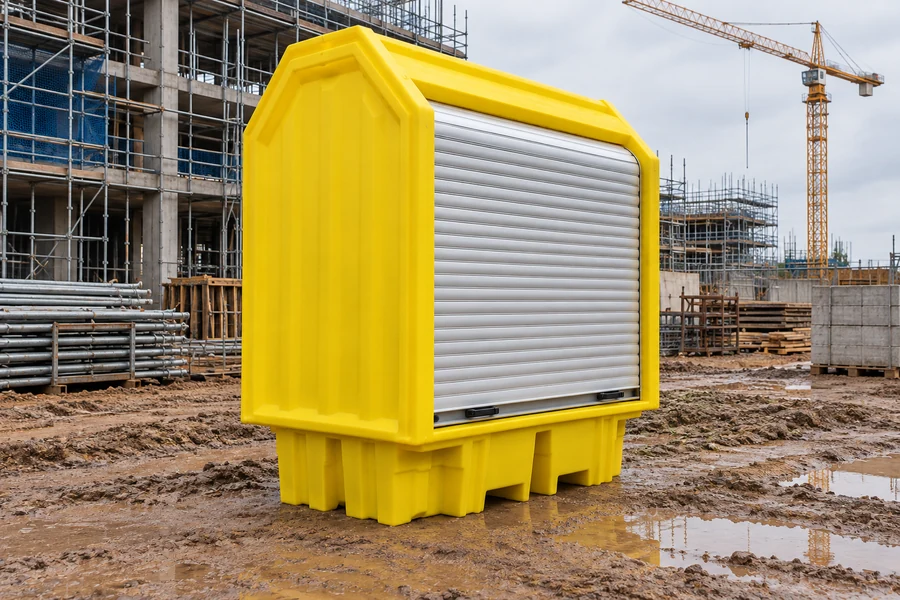 Covered Spill Pallets & Covers in use: Construction sites