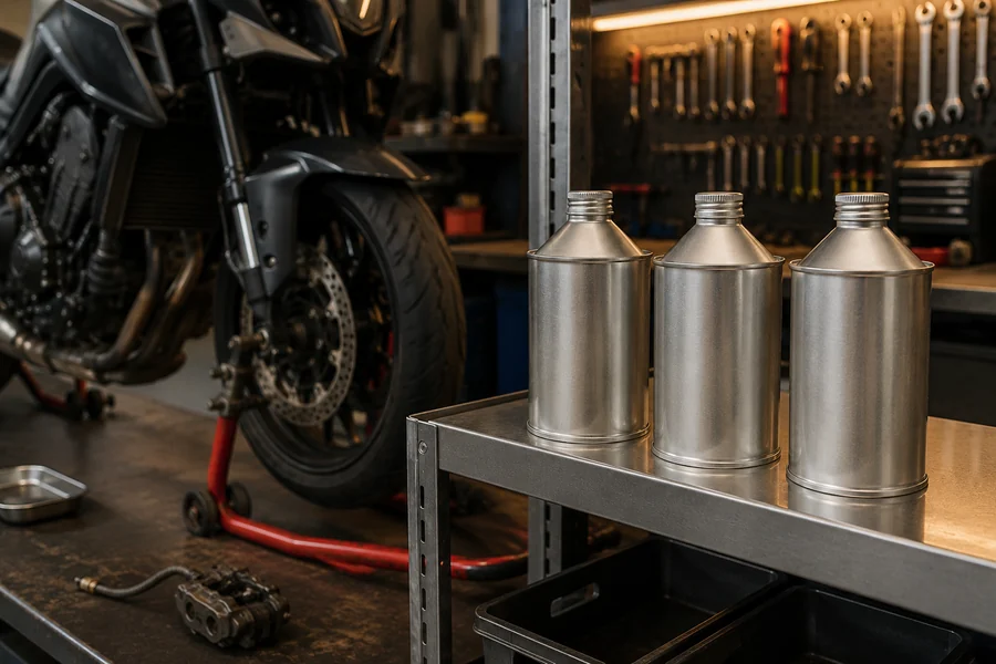 Dauber, Brush-in-Cap & Cone Top Tin Cans in use: Brake & clutch fluid