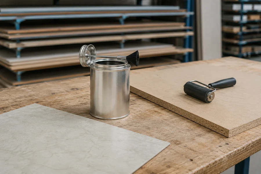 Dauber, Brush-in-Cap & Cone Top Tin Cans in use: Contact adhesives