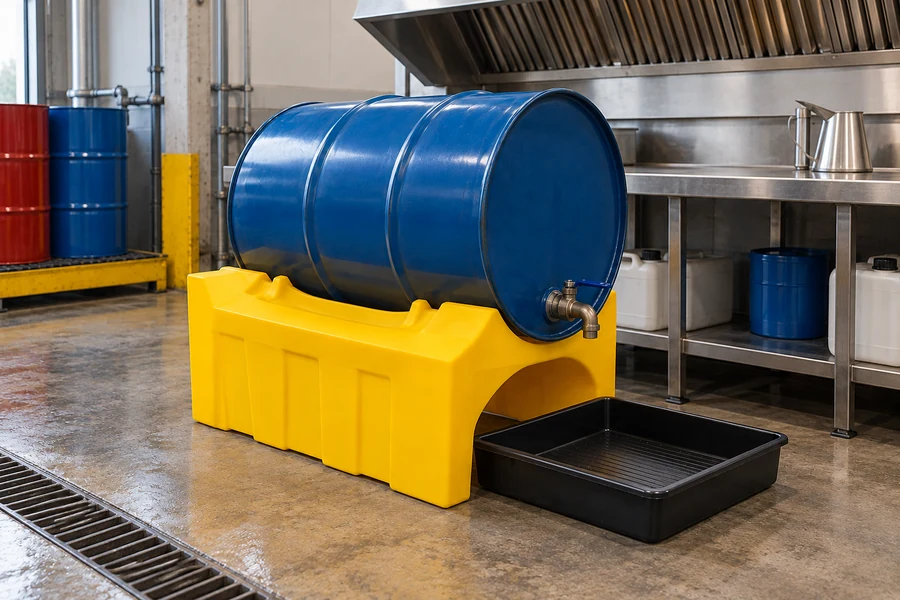Drum Cradles & Dispensing Stands in use: Chemical decanting