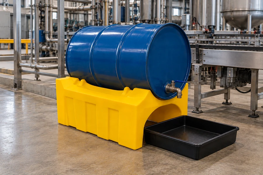 Drum Cradles & Dispensing Stands in use: Manufacturing lines