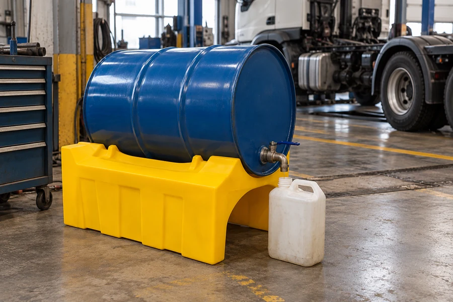 Drum Cradles & Dispensing Stands in use: Workshops & fleet servicing