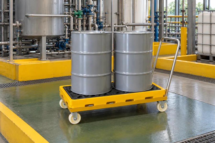 Drum Dollies & Trolleys in use: Chemical & fuel handling