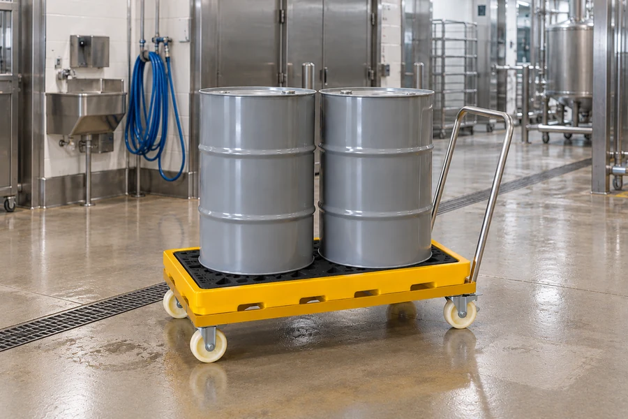 Drum Dollies & Trolleys in use: Food & beverage plants