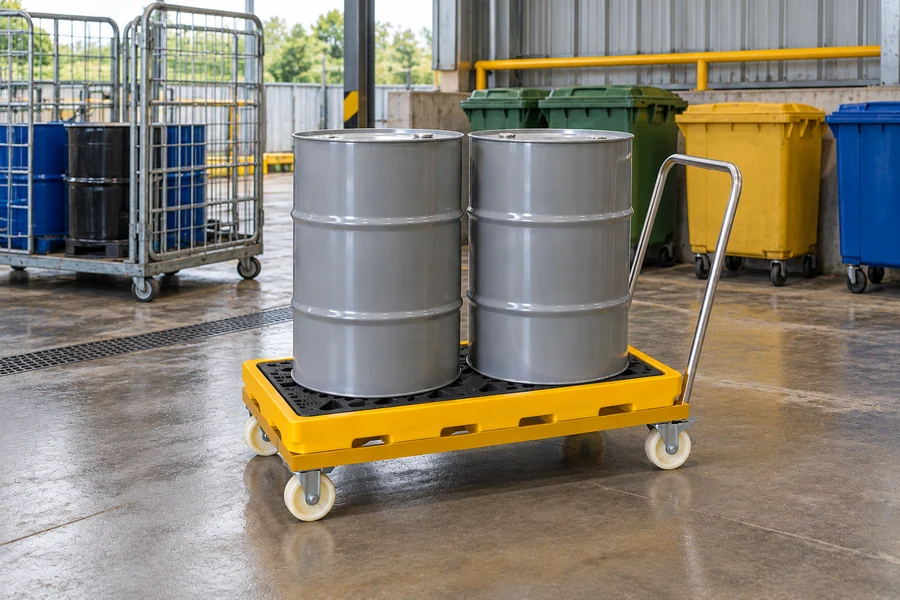 Drum Dollies & Trolleys in use: Waste collection