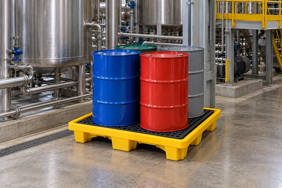 Drum Spill Pallets in use: Manufacturing & process plant