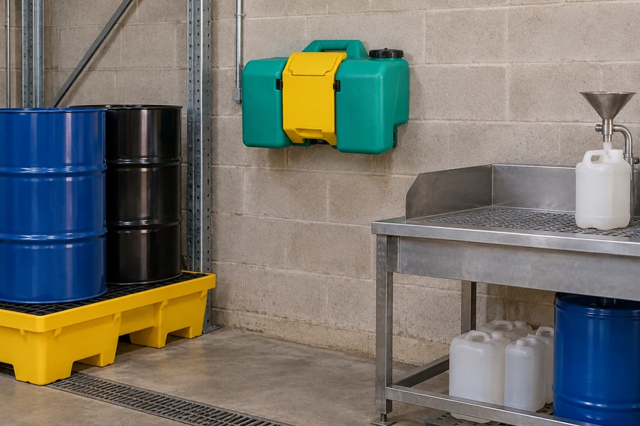 Emergency Eyewash & Safety Showers in use: Chemical handling areas
