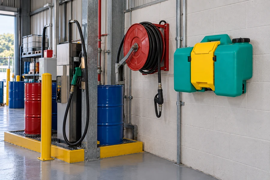 Emergency Eyewash & Safety Showers in use: Workshops & fuel depots