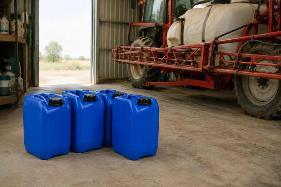 Fluorinated HDPE Jerrycan in use: Agrochemicals