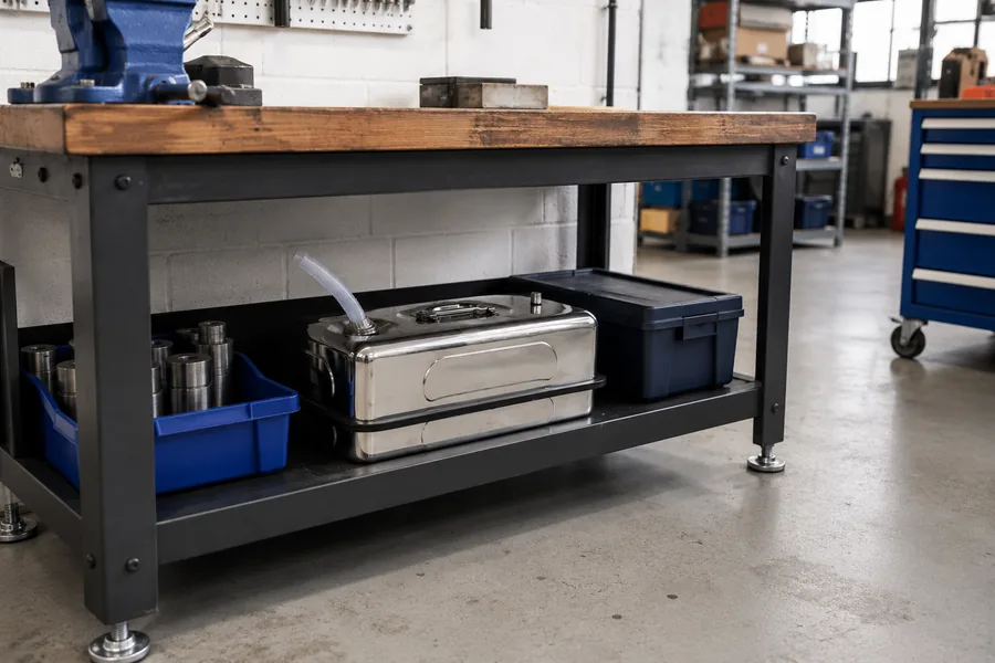 Horizontal Stainless Can — 5L / 10L / 20L in use: Workshops