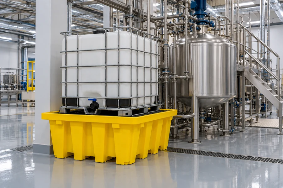IBC & Multi-Container Spill Pallets in use: Contract manufacturing
