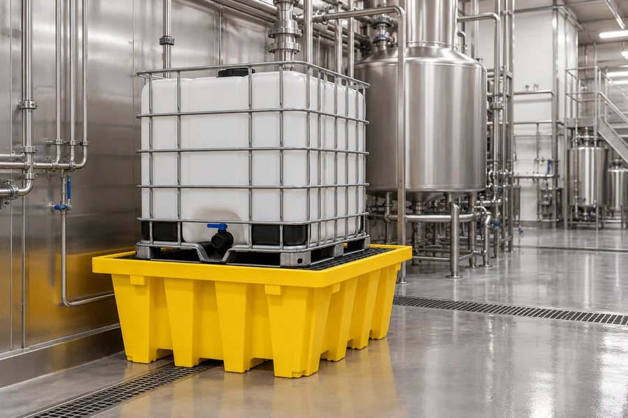 IBC & Multi-Container Spill Pallets in use: Food & beverage processing