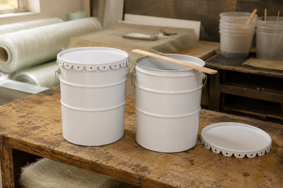 Metal Pail with Flower Lid or Lever Ring, 4L to 35L in use: Adhesives & resins