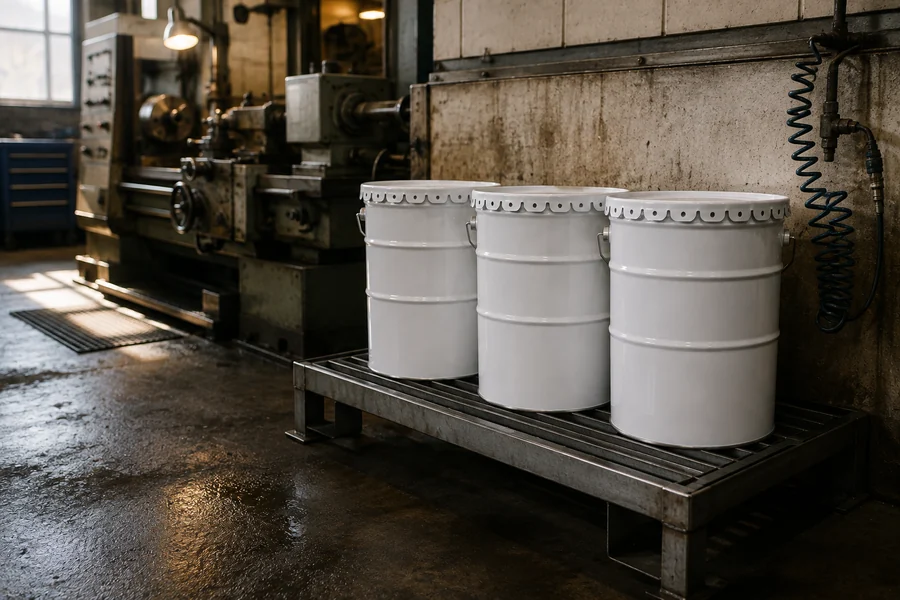 Metal Pail with Flower Lid or Lever Ring, 4L to 35L in use: Industrial lubricants