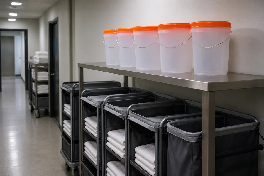 Regional & Specialty PP Buckets in use: Janitorial & cleaning chemicals