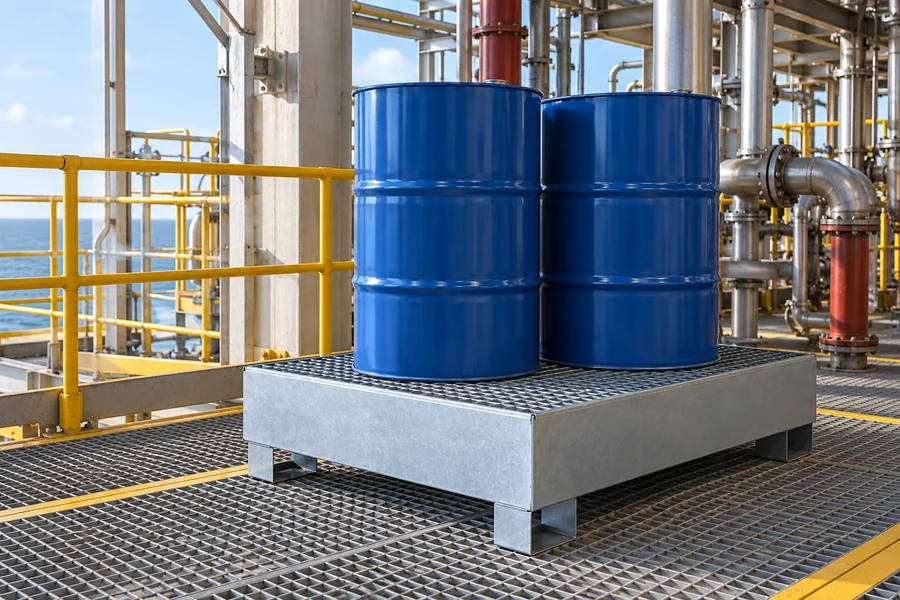 Steel Spill Pallets in use: Oil & gas