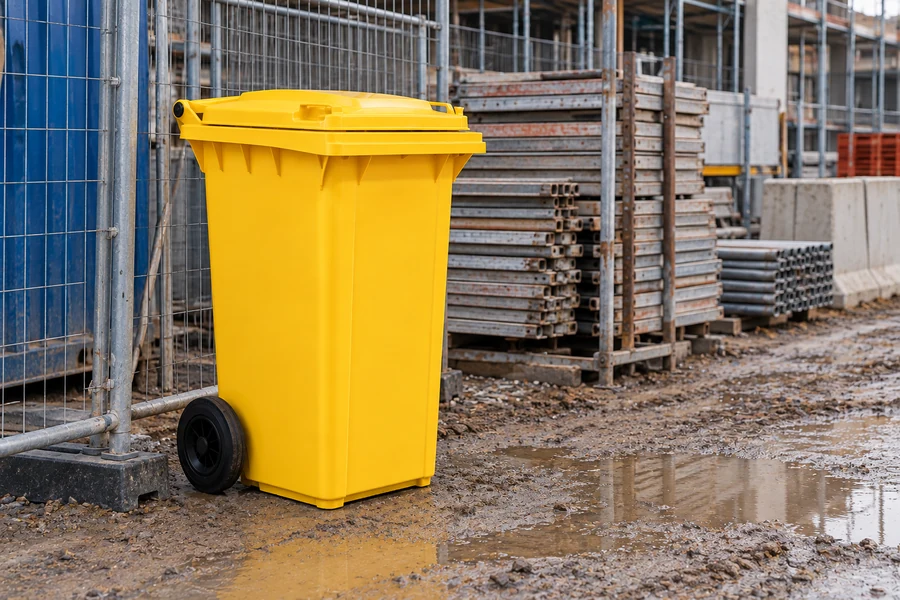 Wheeled Bins in use: Construction compounds