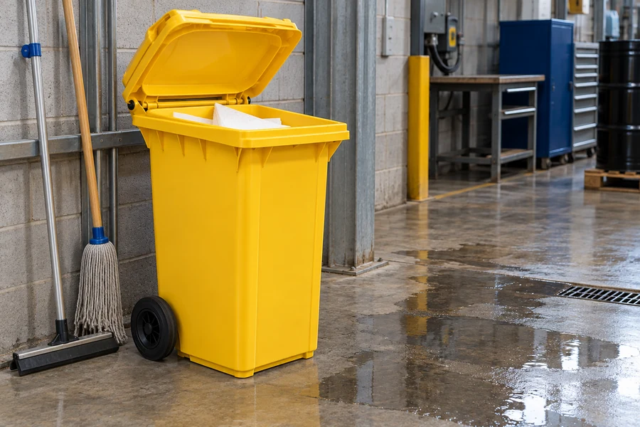 Wheeled Bins in use: Used absorbent collection