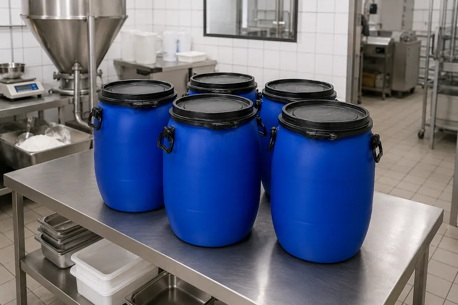 Wide-Mouth HDPE Jerrycan — UN 3H2 pattern in use: Food ingredients