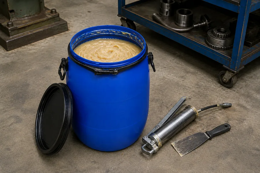 Wide-Mouth HDPE Jerrycan — UN 3H2 pattern in use: Lubricating grease