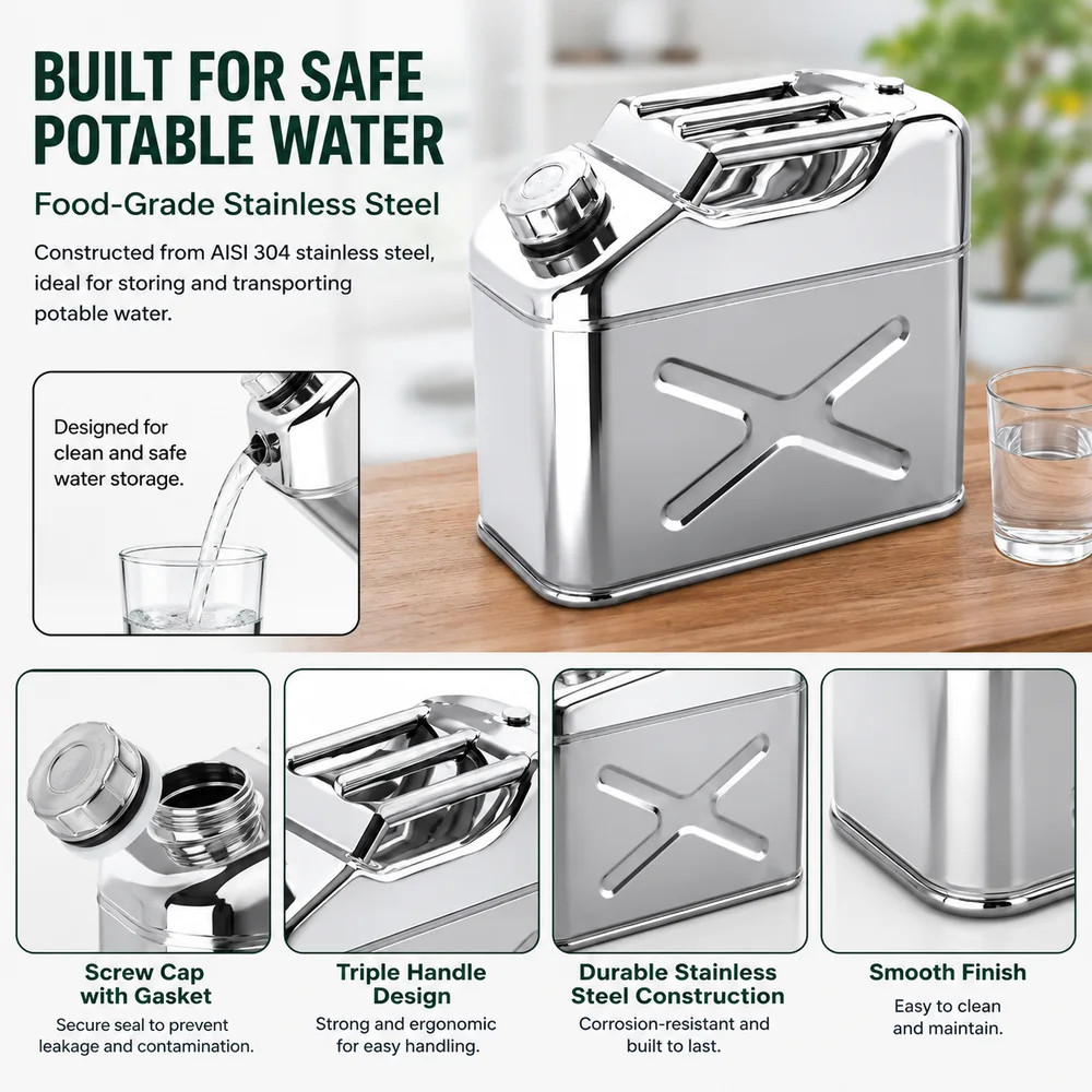 10L Stainless Steel Water Can — view 5