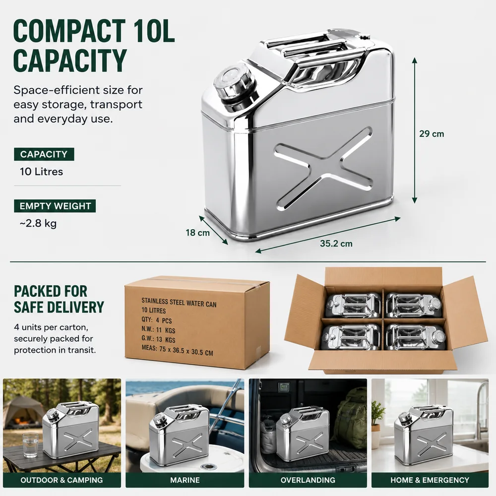 10L Stainless Steel Water Can — view 6