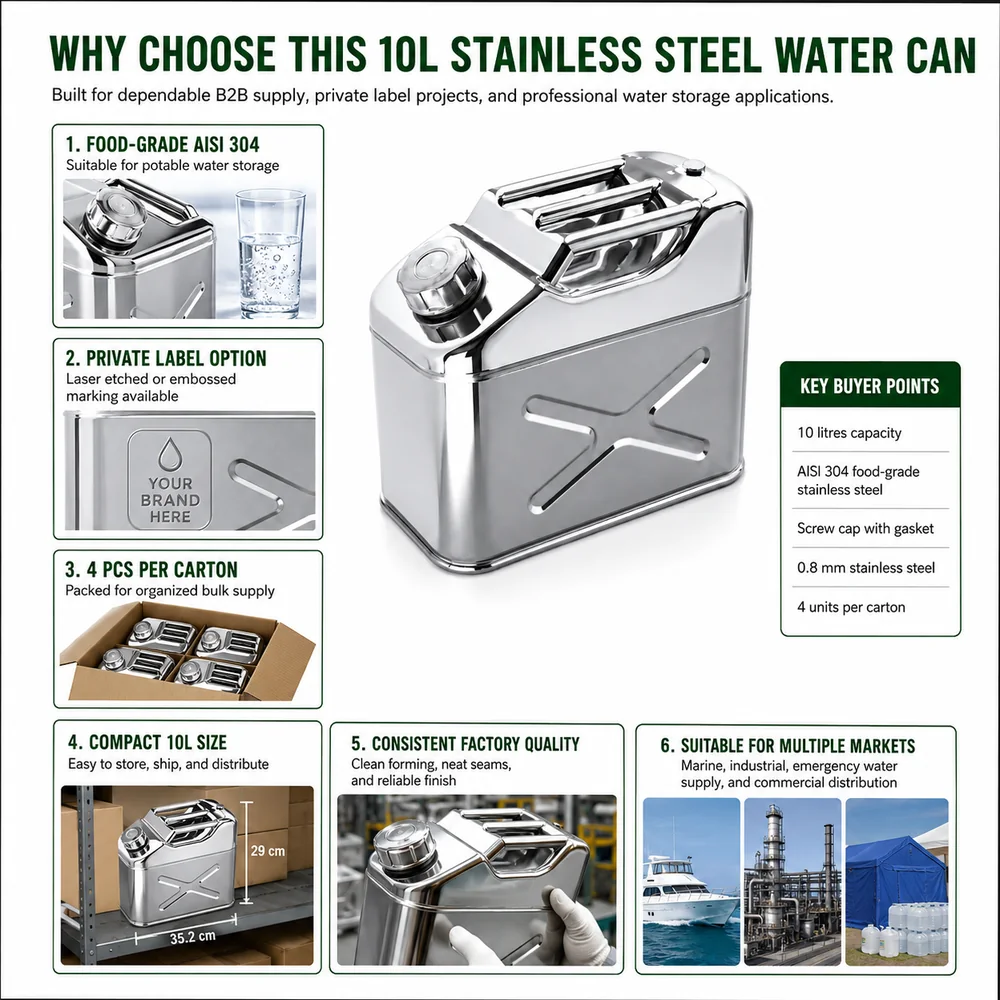 10L Stainless Steel Water Can — view 8