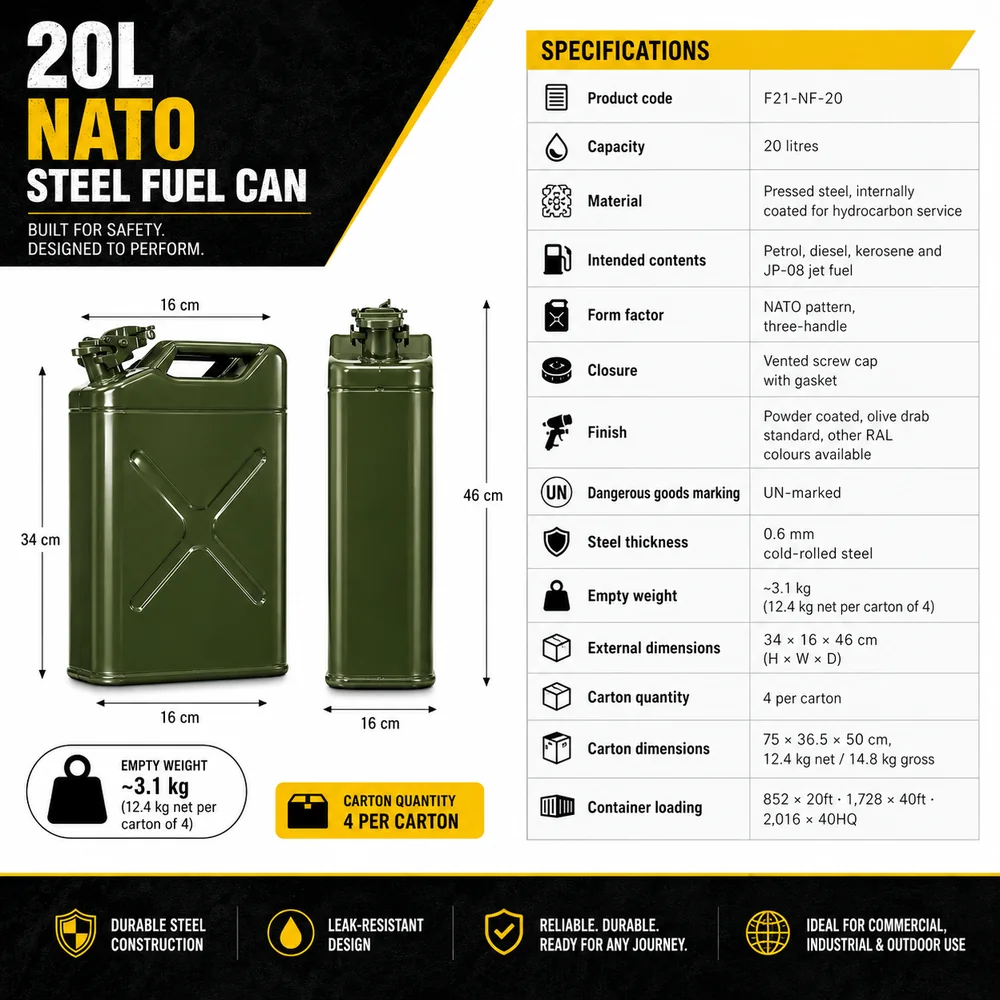 20L NATO Steel Fuel Can — view 4