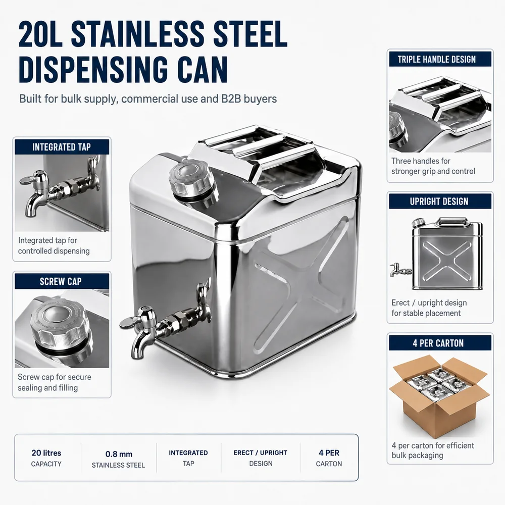 20L Stainless Dispensing Can with Tap — view 2