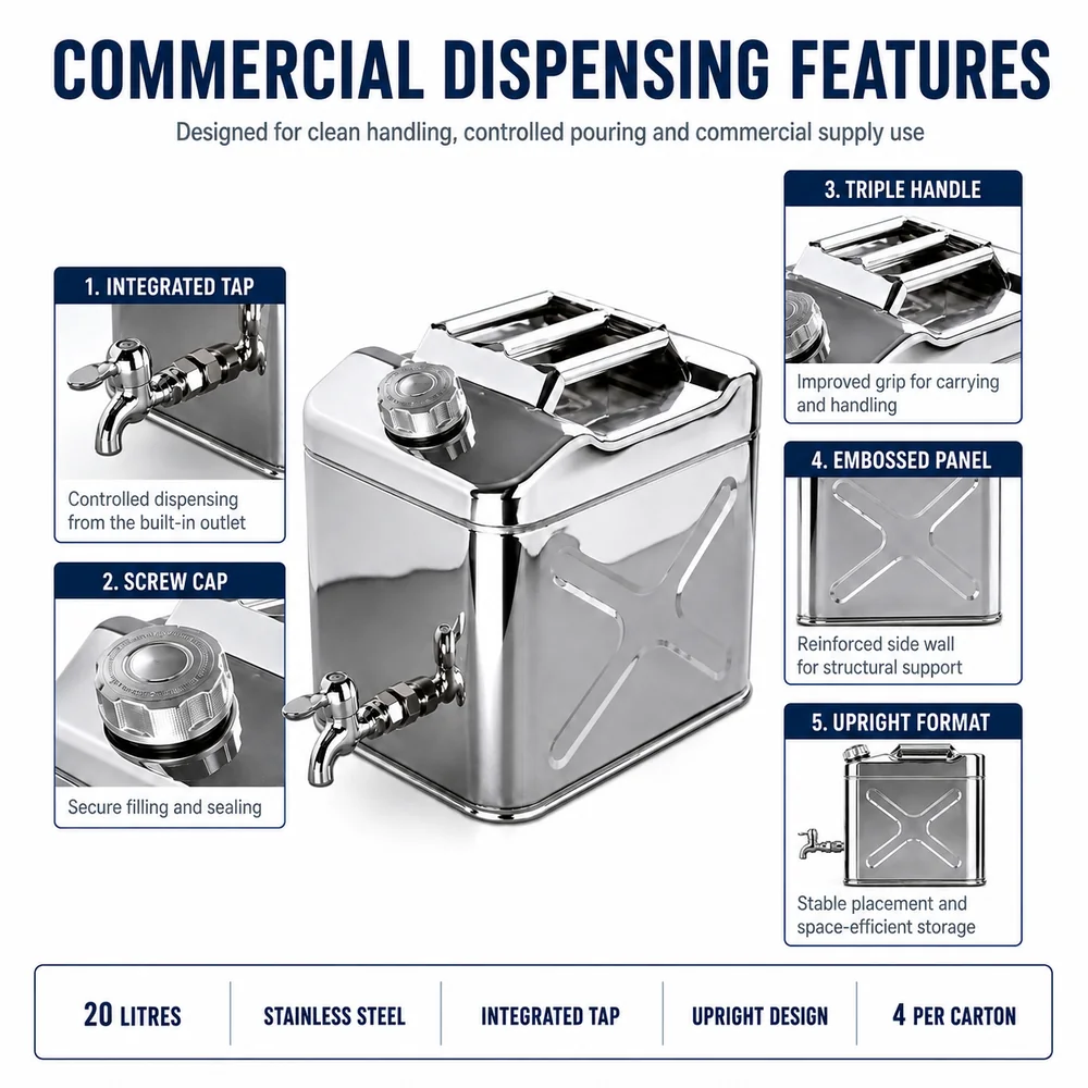 20L Stainless Dispensing Can with Tap — view 4
