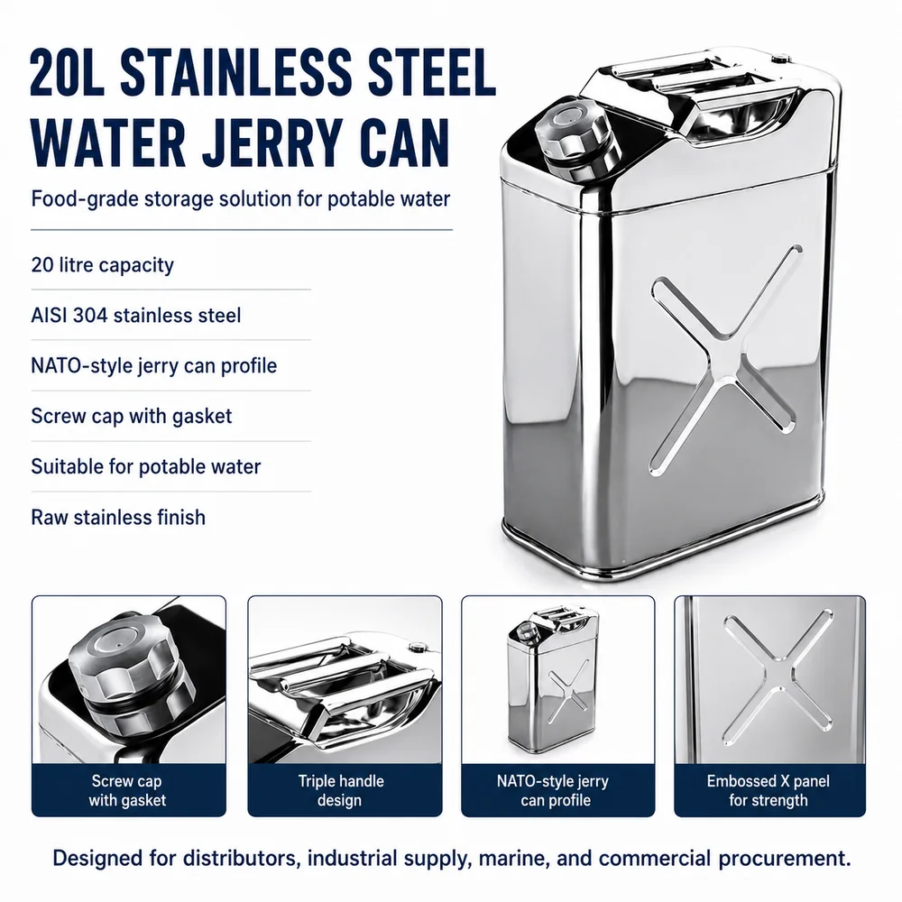 20L Stainless Steel Water Can — view 3